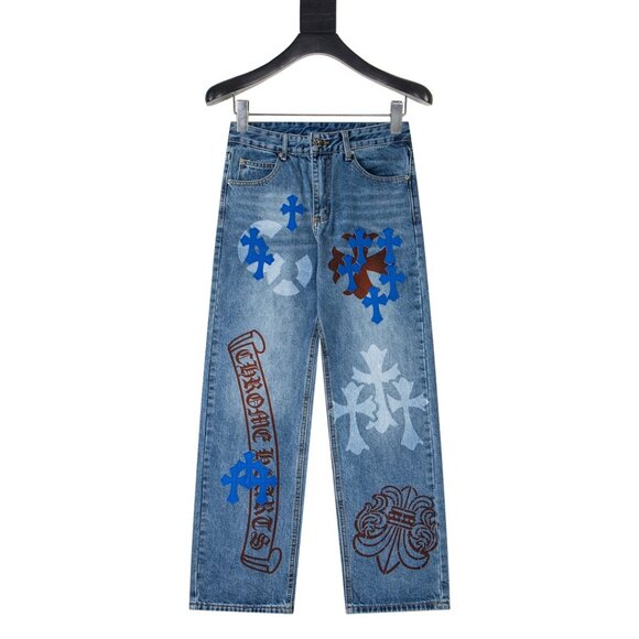 Chrome Hearts Classic Leather Label Cross Denim Pants - Picture 1 of 9